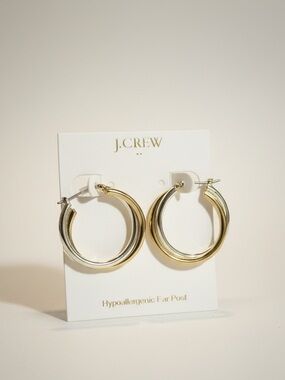 NWT J. Crew factory Mixed-metal hoop earrings gold silver